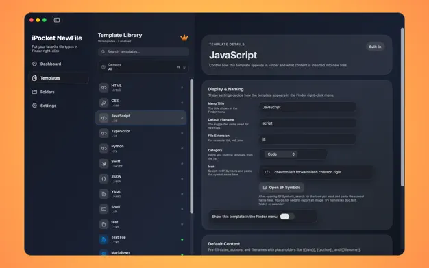 iPocket NewFile screenshot 2