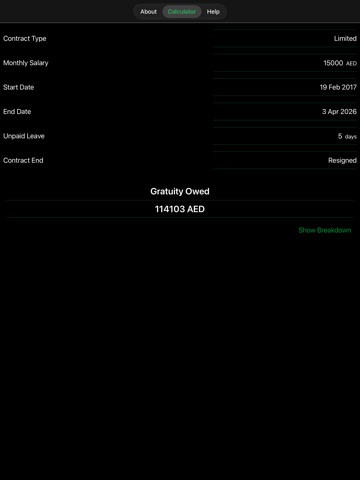 UAE Gratuity Calculator iPad screenshot