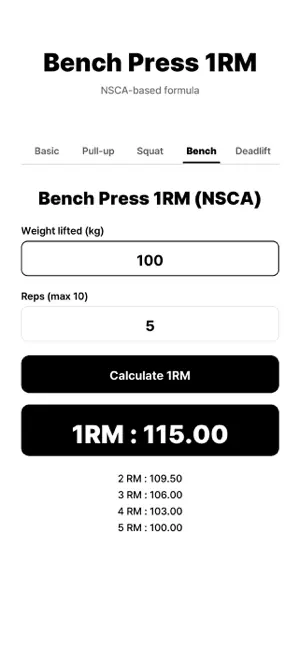 oneRM calculator(1RM) screenshot 4