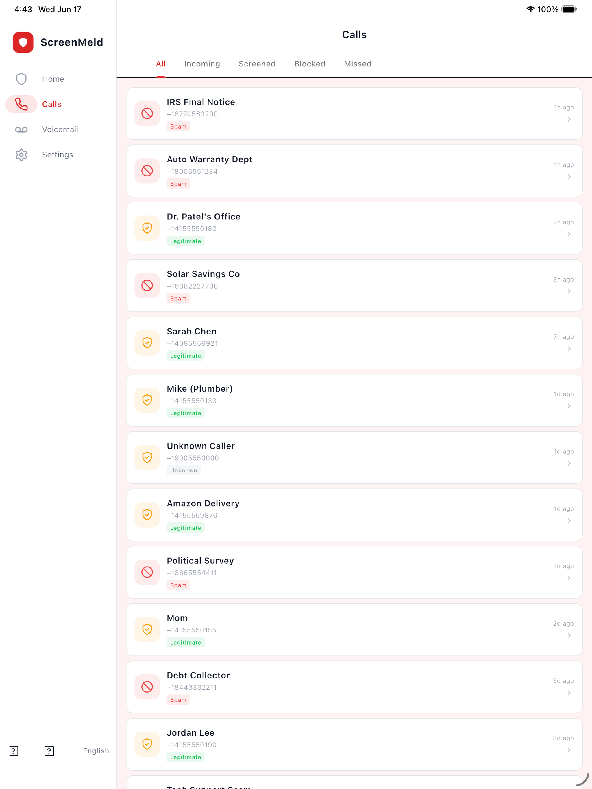 Screen Meld - Block Spam screenshot 8
