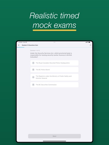 BC Security Guard Exam Prep iPad screenshot