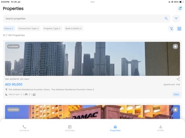 Optima CRM iPad screenshot