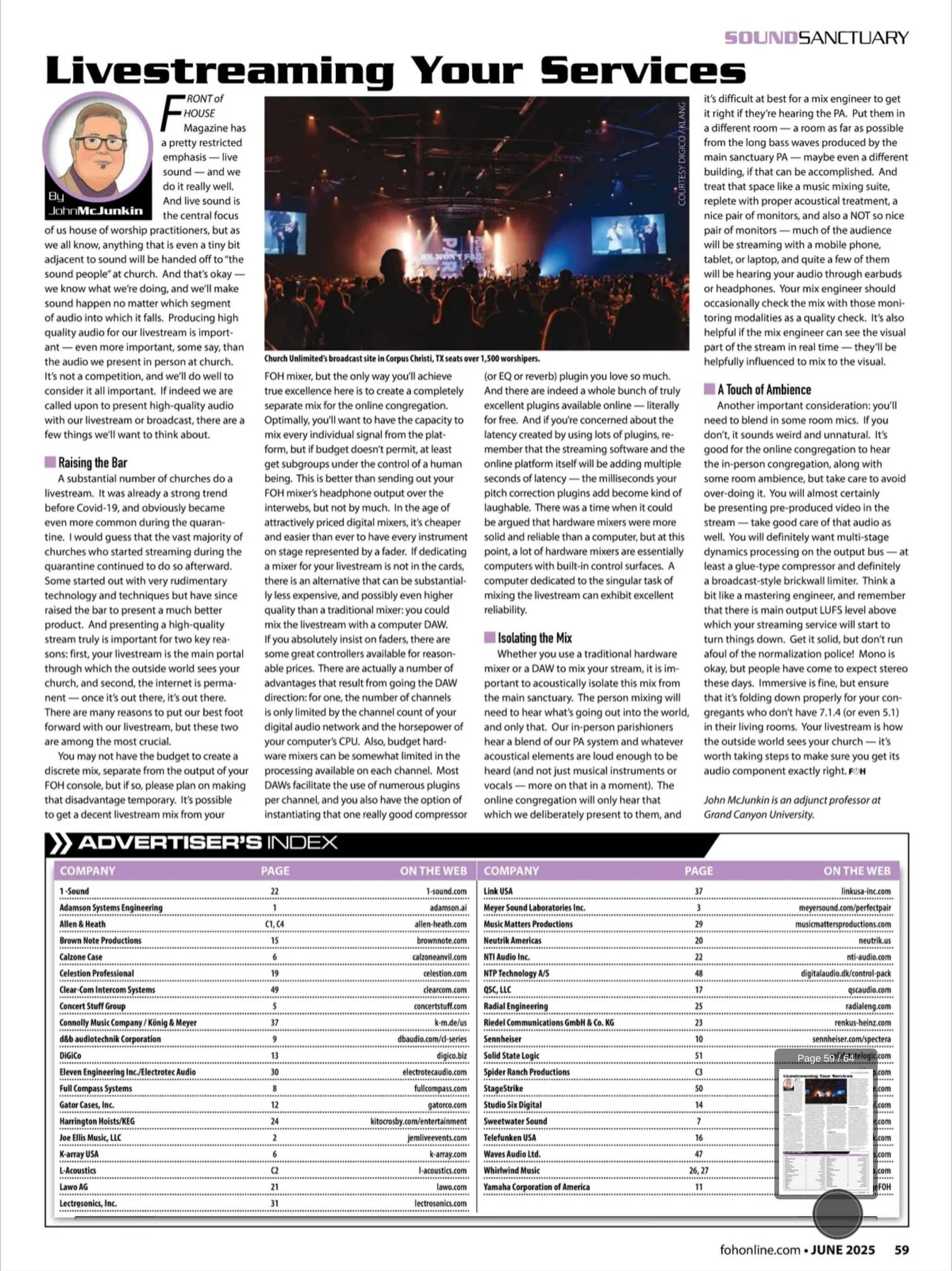 FRONT of HOUSE (FOH) Magazine