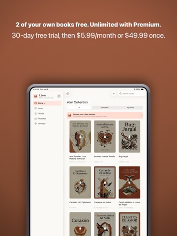 Léelo: Spanish EPUB Reader iPad screenshot