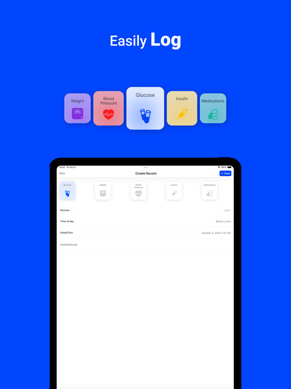 Blood Glucose Monitor・Diabetes iPad screenshot 2 - Medical app