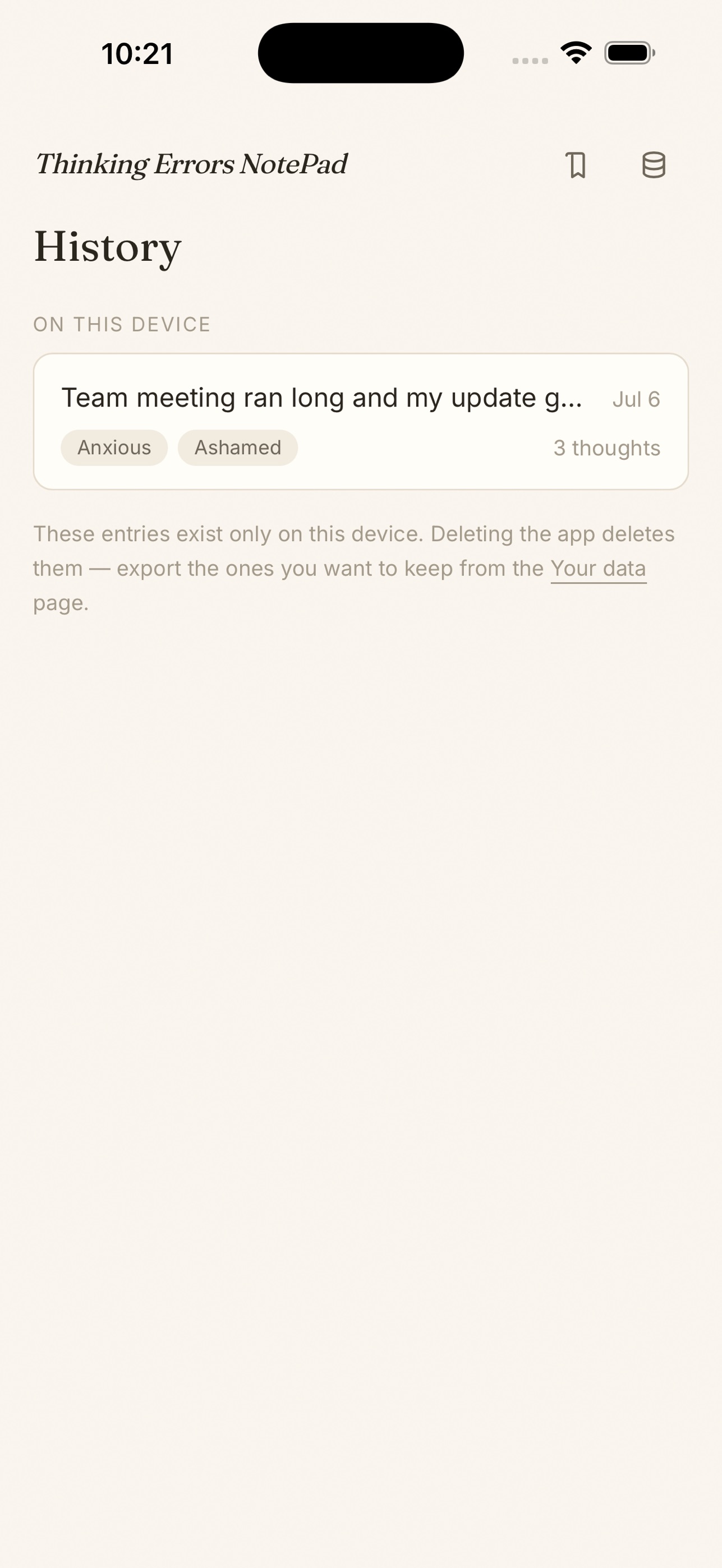 Screenshot 4 of Thought Record: CBT Notes