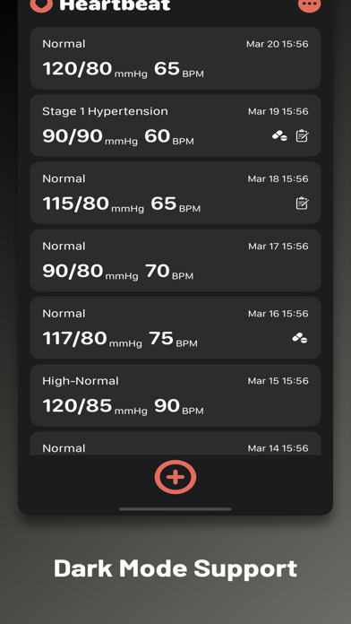 Heartbeat - Blood Pressure Log Screenshot
