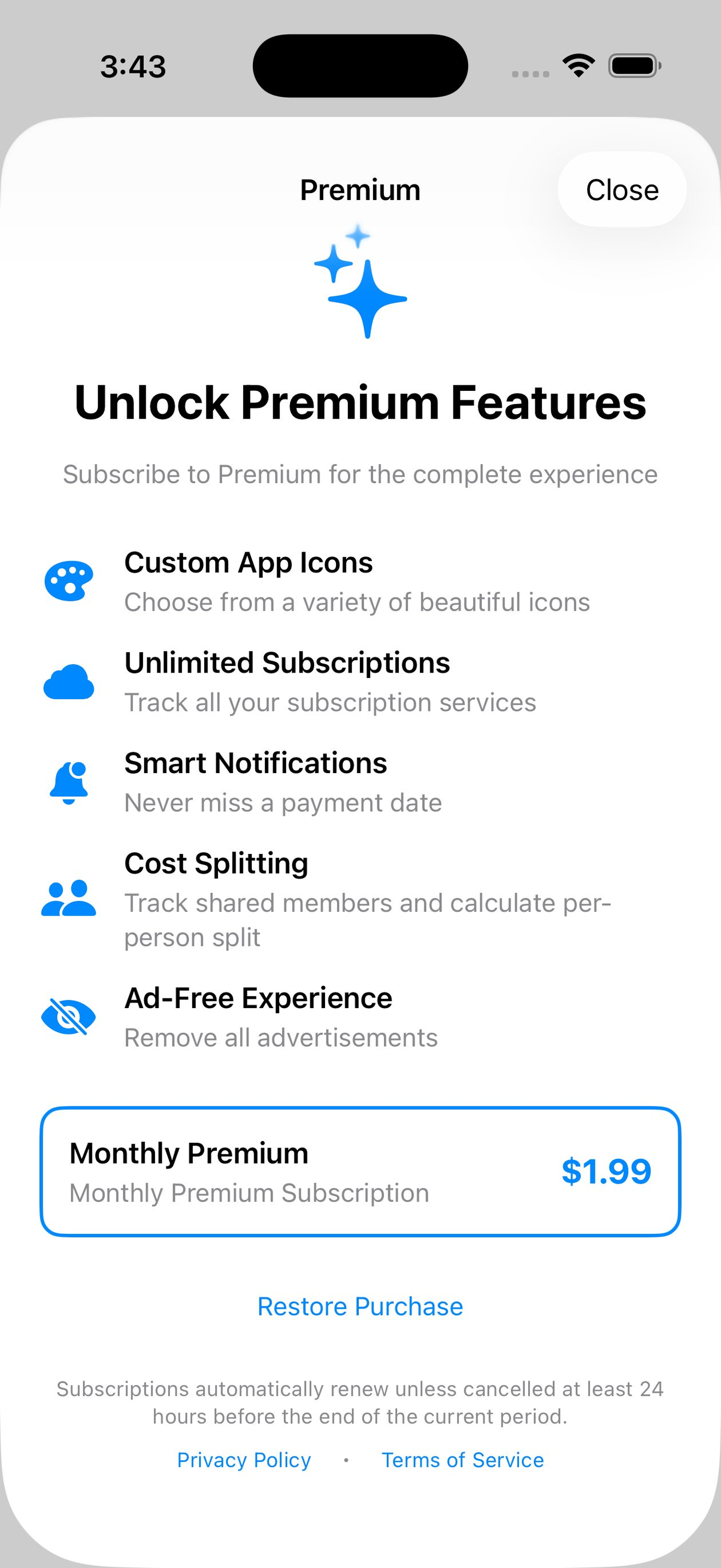 Subscriptionstrack screenshot 3