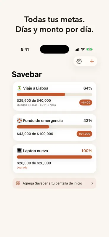 Savebar – Metas de ahorro screenshot 3 of 3