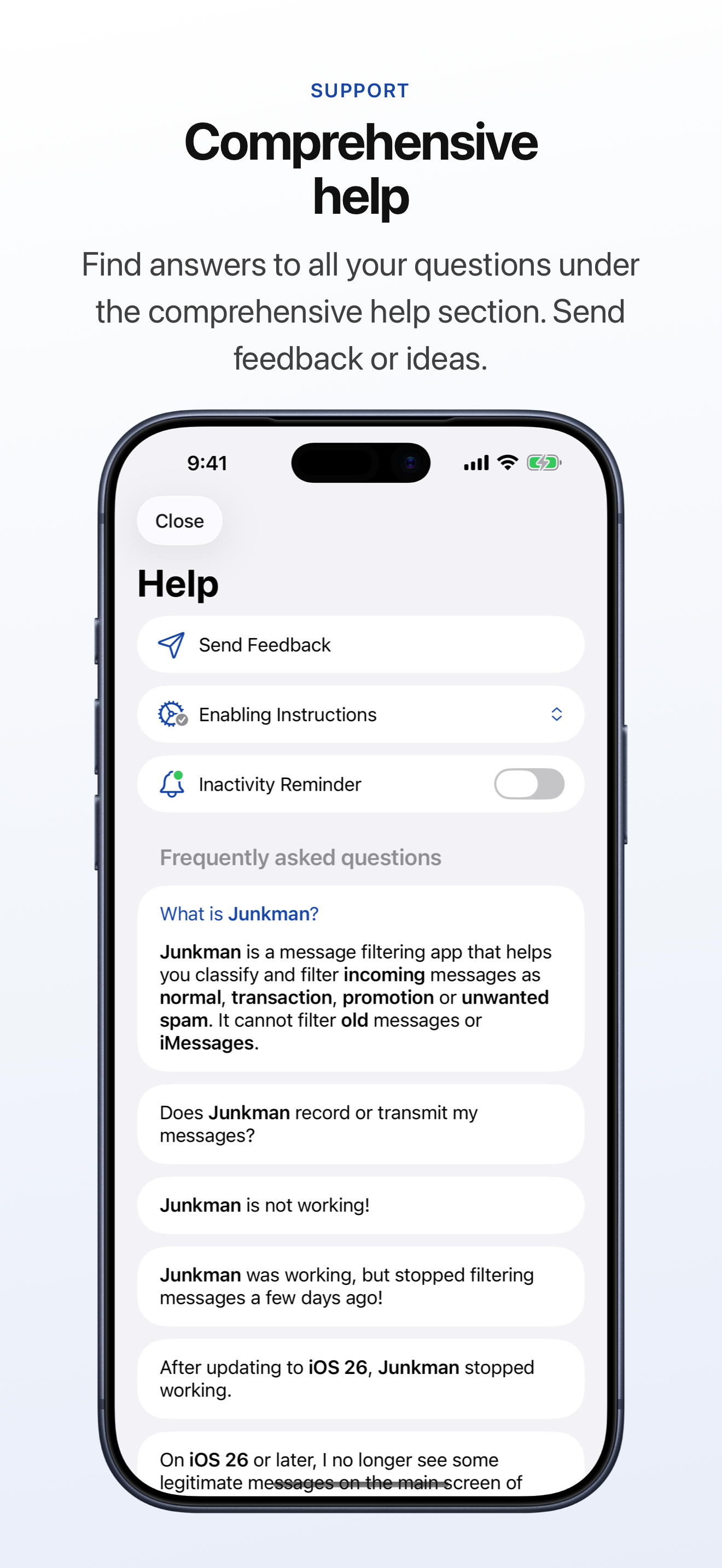 Junkman: AI Spam SMS Blocker