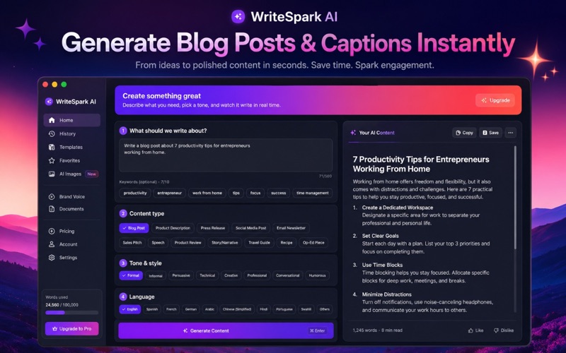 WriteSpark AI: Content Writer screenshot