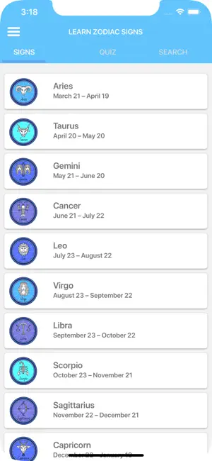 Learn Zodiac Signs screenshot 1