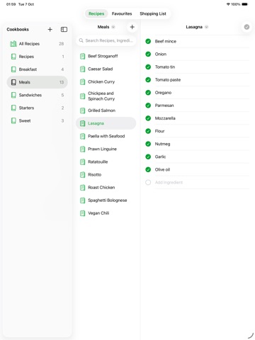 My Shopping List & Recipes iPad screenshot