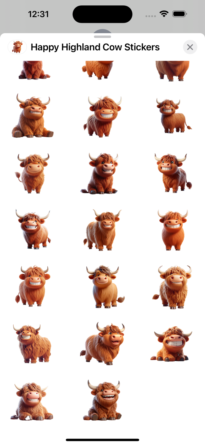 Happy Highland Cow Stickers
