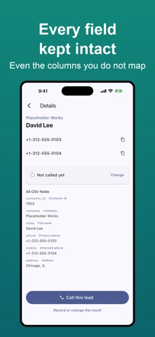 Sales Dialer – CSV Call List iPhone screenshot