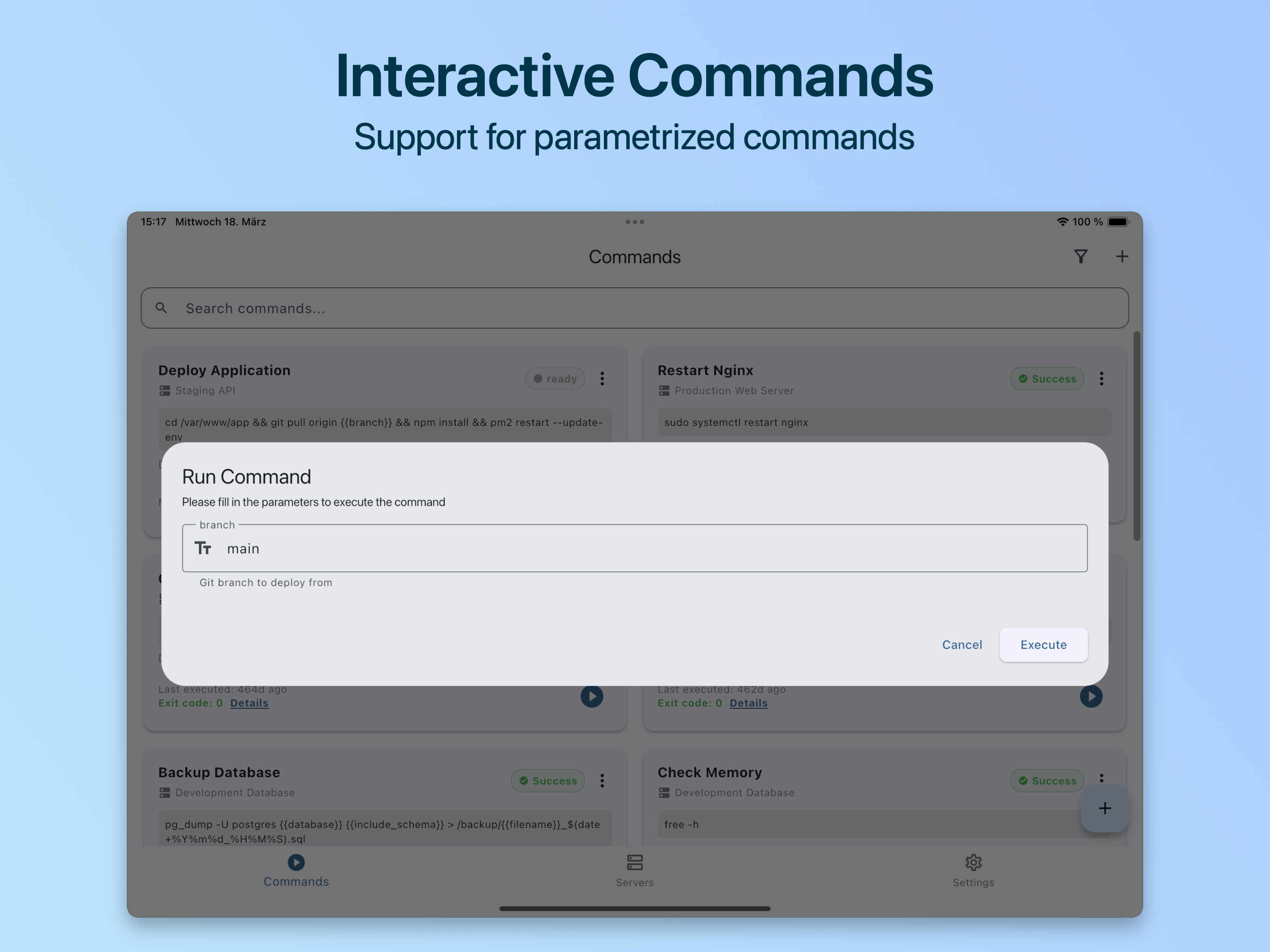 SSH Command Widget