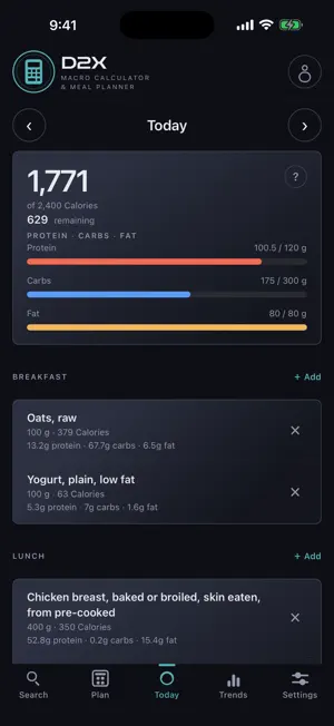 D2X Macro Calculator & Planner screenshot 1