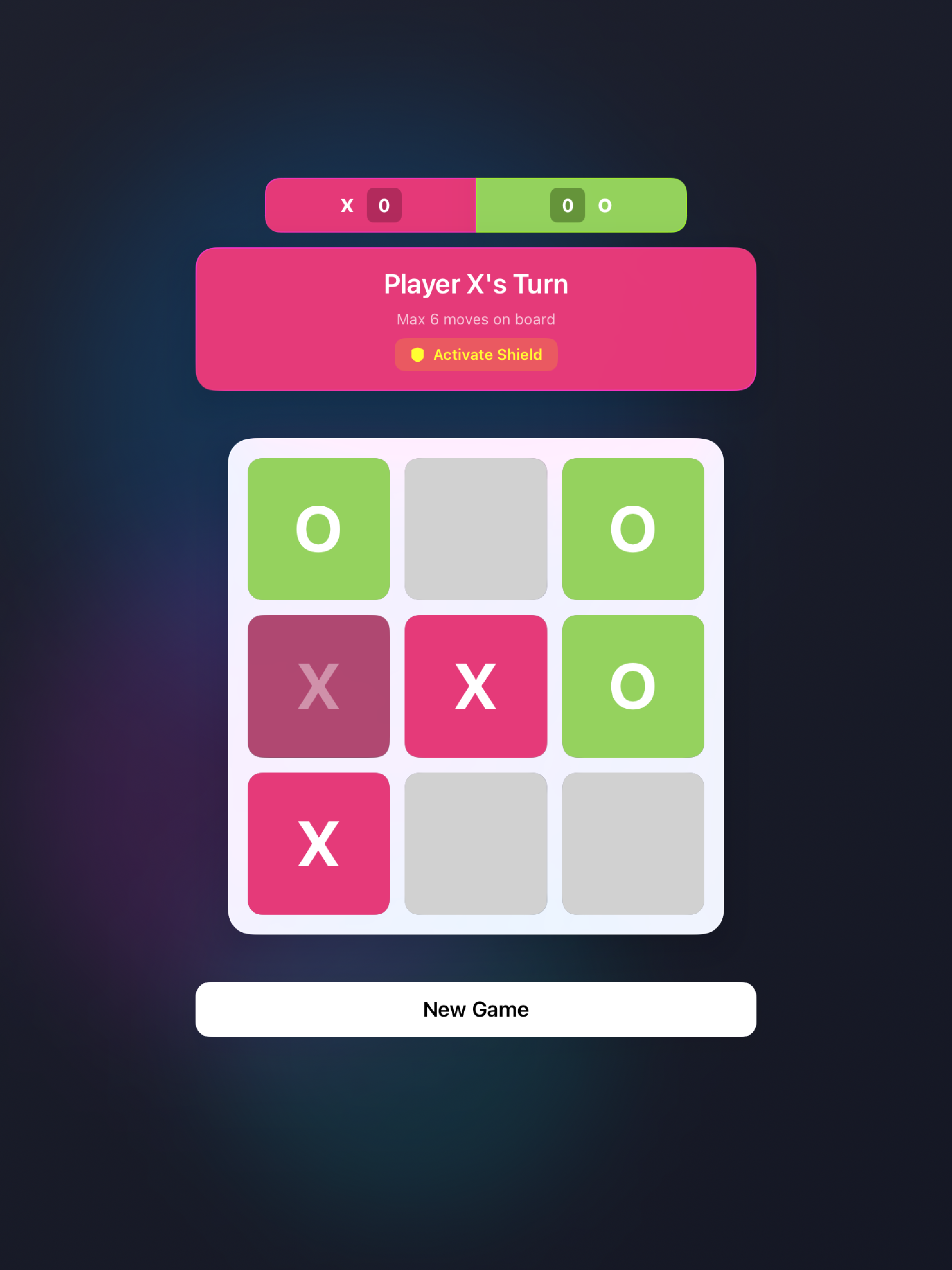 Infinite Tic Tac Toe Game