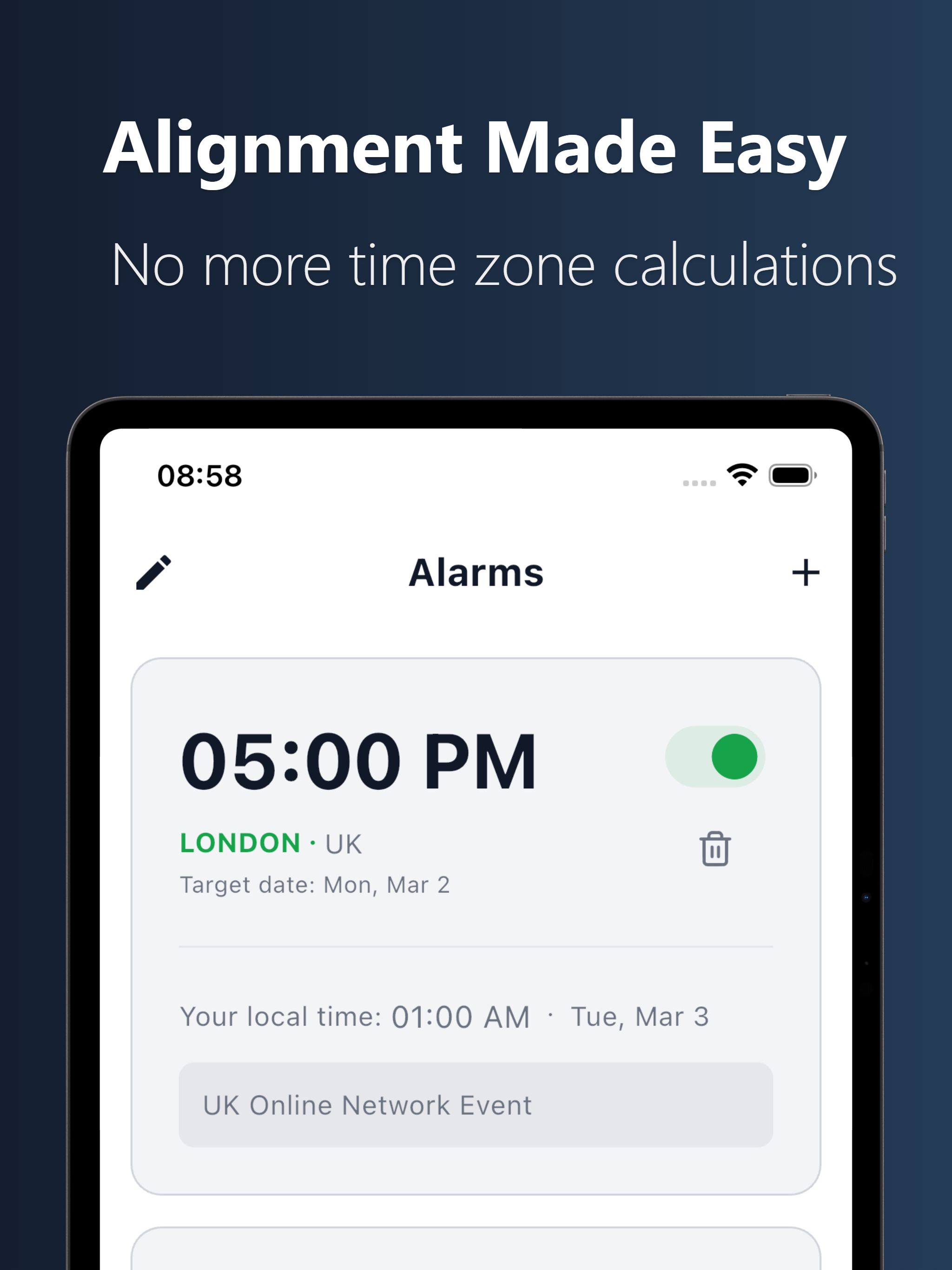 Global Timezone Alarms