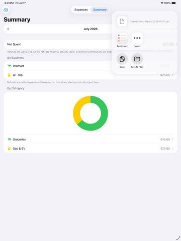 SpendCheck: Expense Tracker iPad screenshot