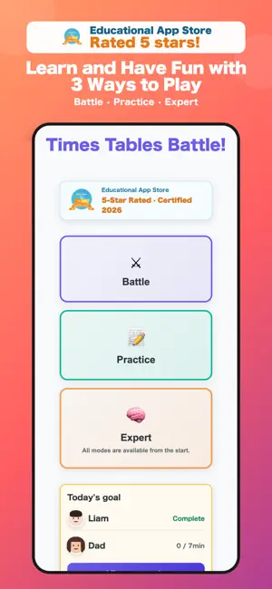 Times Tables Battle for Family screenshot 1