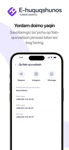 E-huquqshunos Yuridik markaz iPhone screenshot