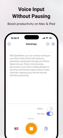 SpeakPaste - AI Speech To Text iPhone screenshot