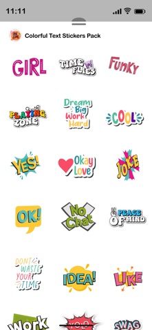 Colorful Text Stickers Pack iPhone screenshot