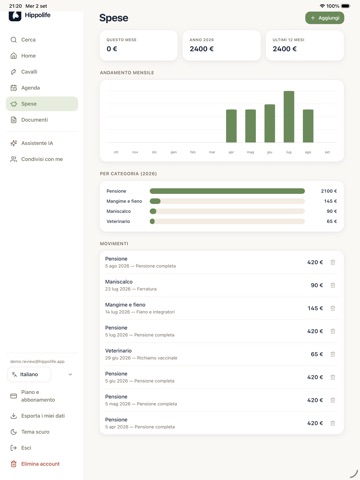 Hippolife Gestione del cavallo iPad screenshot 3