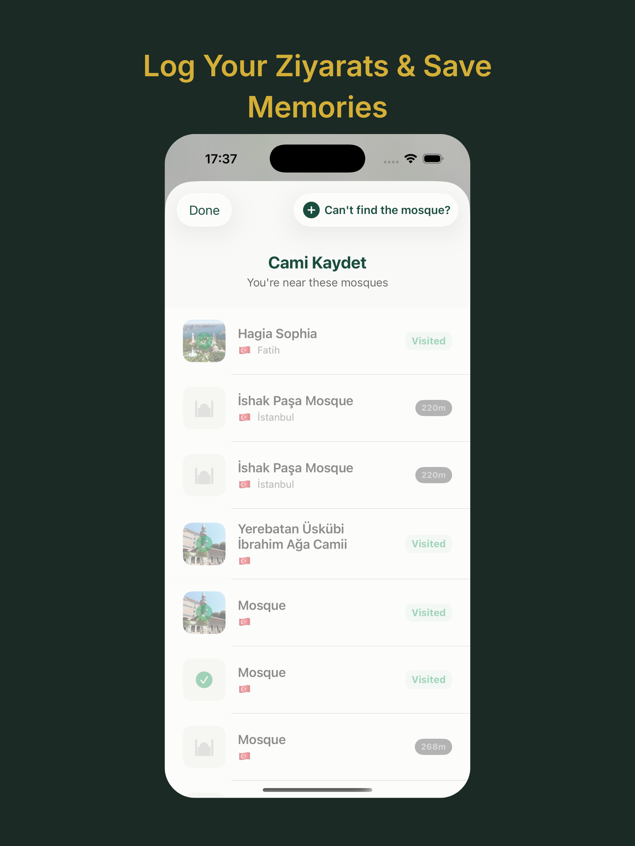 Minar: Mosque Journey Tracker