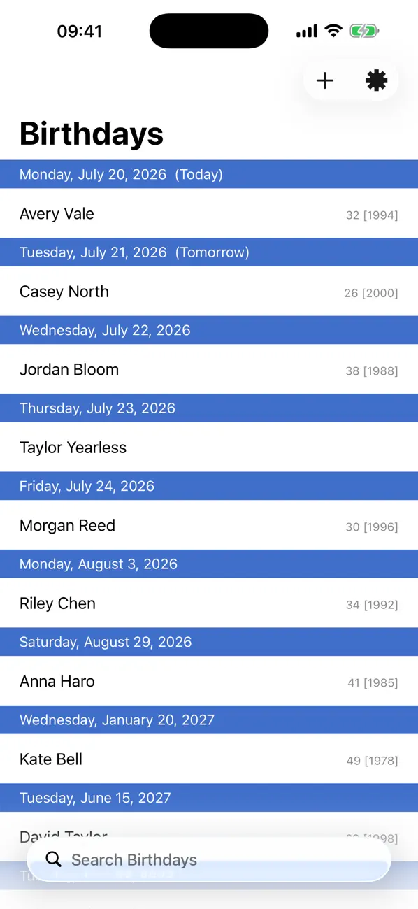 Screenshot #1 pour Today's Birthdays