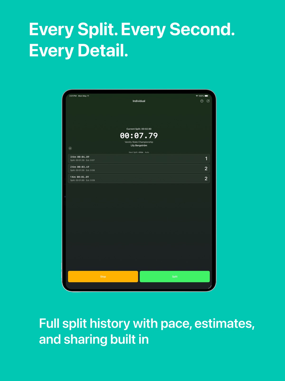 StopWatch for Cross Country ipad screenshot 1