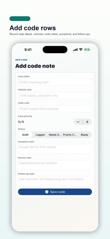 OBD Code Note Pocket screenshot