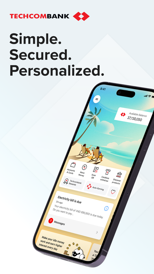 #1. Techcombank Mobile (iOS) 由: VIETNAM TECHNOLOGICAL AND COMMERCIAL JOINT STOCK BANK