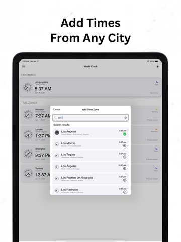 World Clock ۬ iPad screenshot