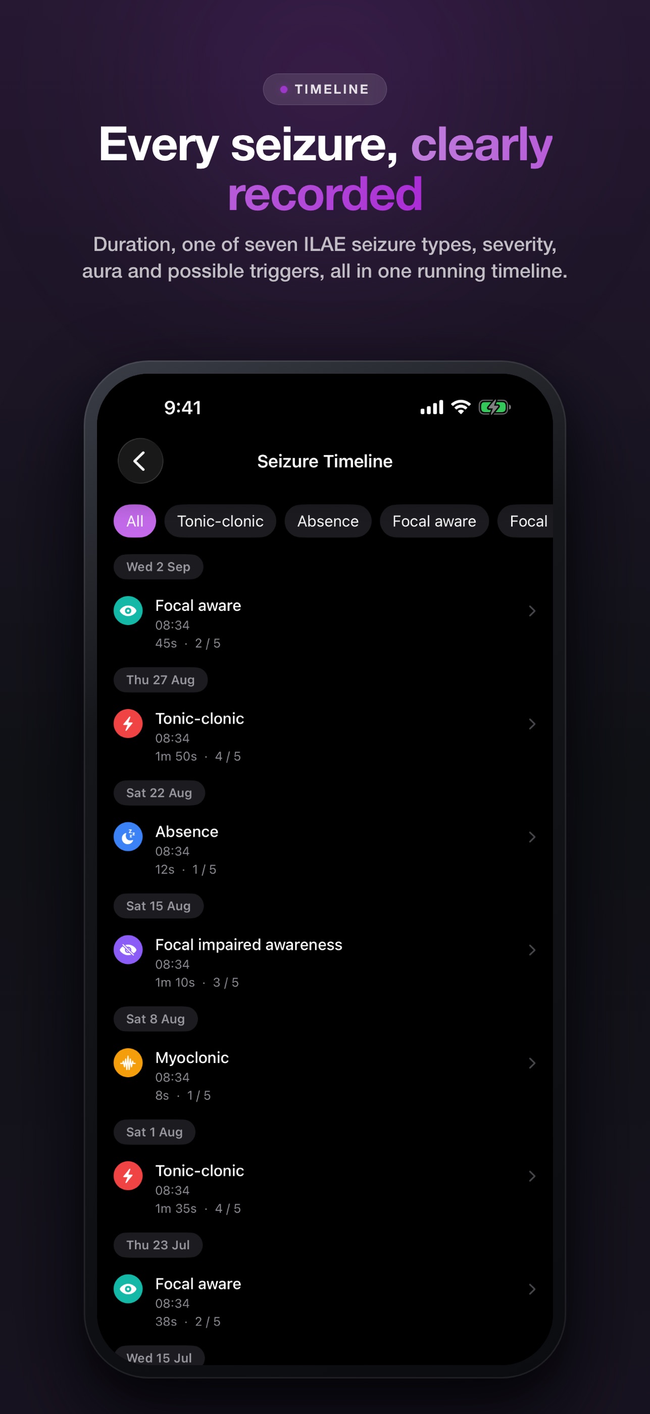 Screenshot 2 of Seizure Log — Epilepsy Diary
