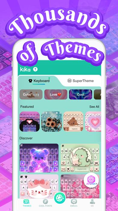 Screenshot #1 pour Clavier Kika: thèmes, emojis