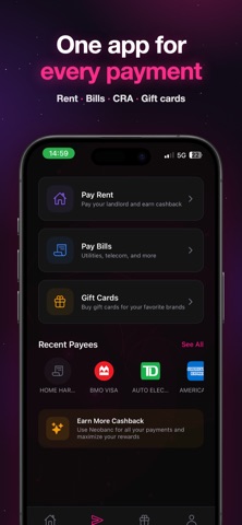 Neobanc - Cash Back on Bills iPhone screenshot