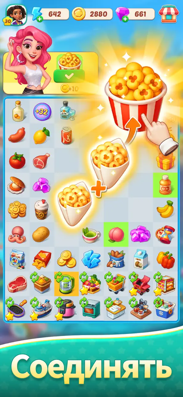 Foodstars: Merge & Cook iOS Mod IPA screenshot 2 - iOS game interface