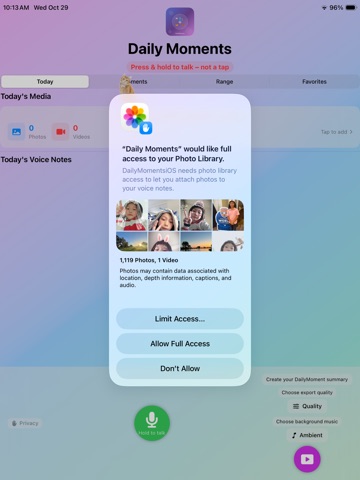 My Daily Moments iPad screenshot