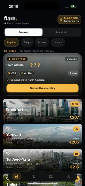 Flare: Cheap Flight Alerts screenshot 1
