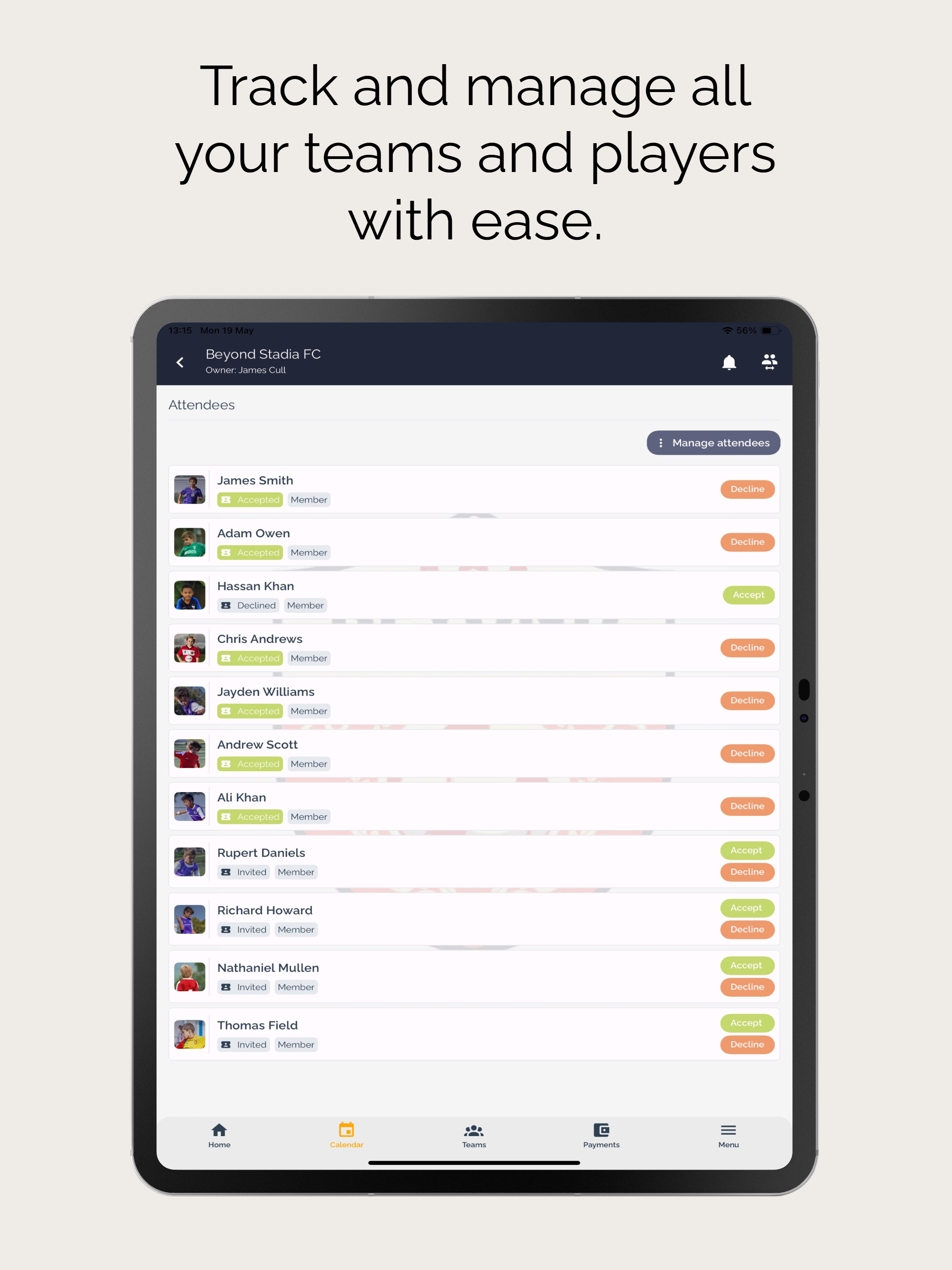 Beyond Stadia: Team Management