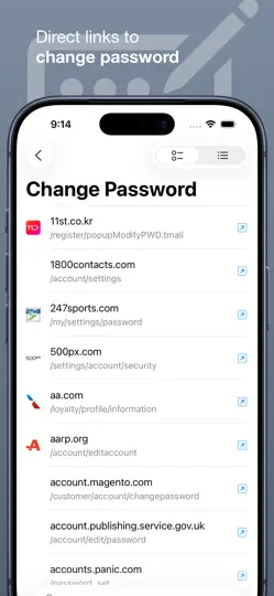 Captura de pantalla de Passwords Inspector en iPhone 4