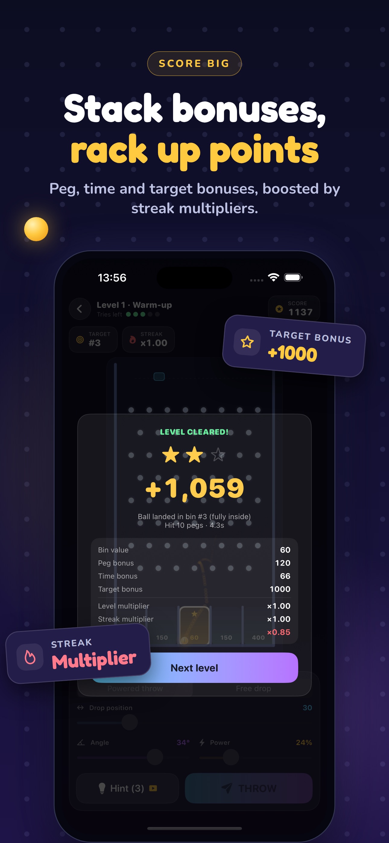 Screenshot 3 of Peg Drop: Aim & Bounce