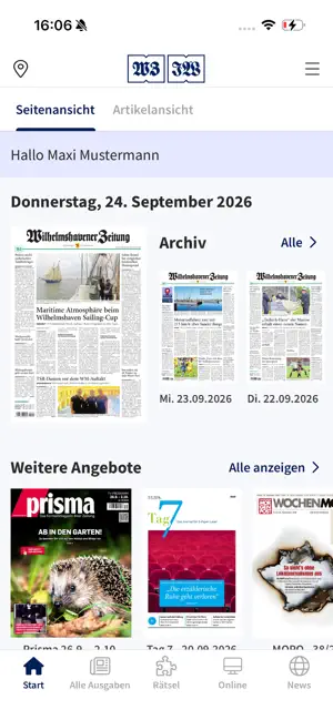 WZ/JW E-Paper – Tageszeitung screenshot 1