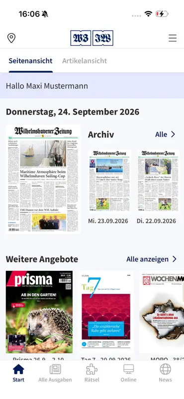 WZ/JW E-Paper – Tageszeitung screenshot 1 of 5