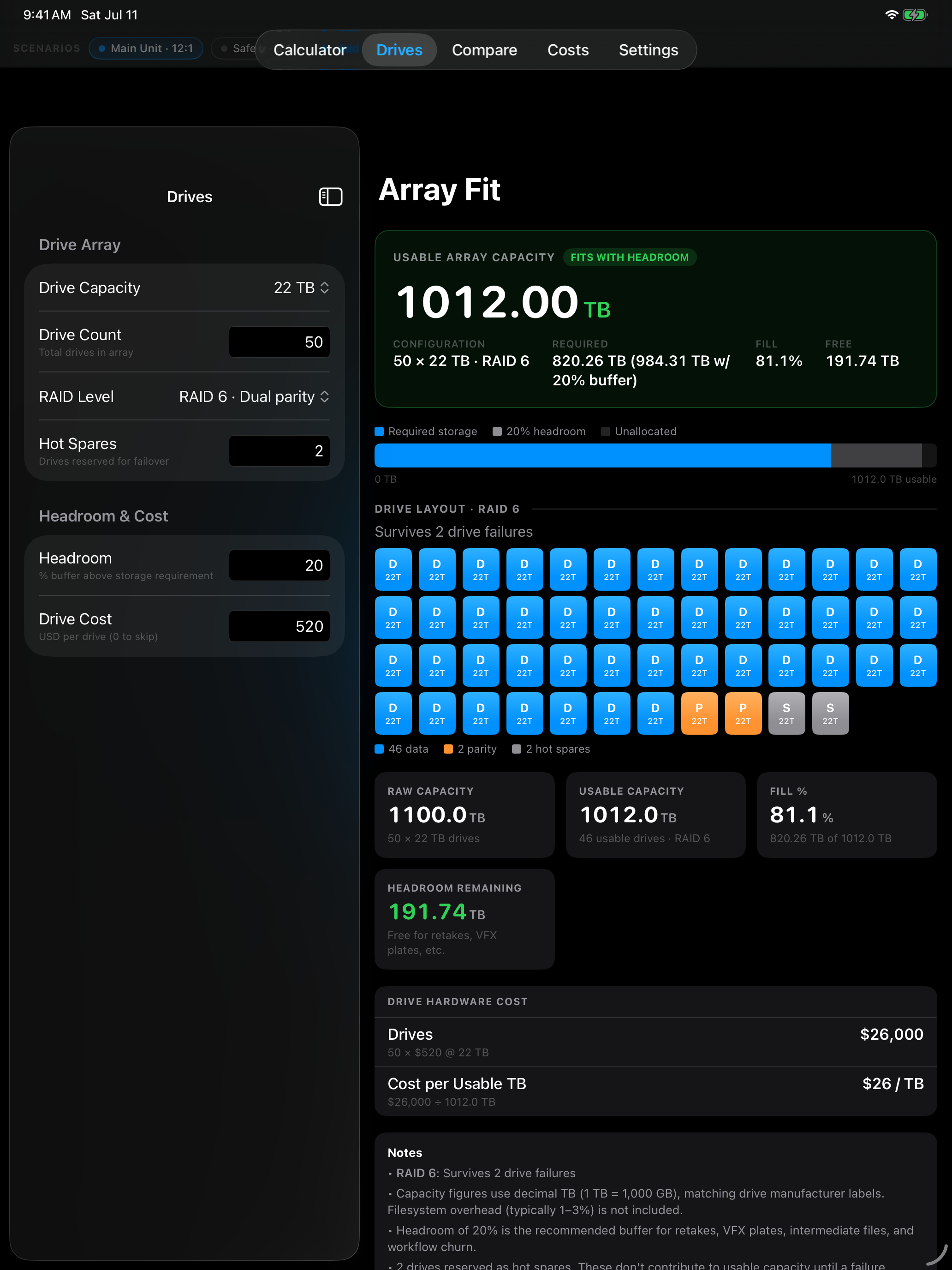 Immersive Storage Calc screenshot 2