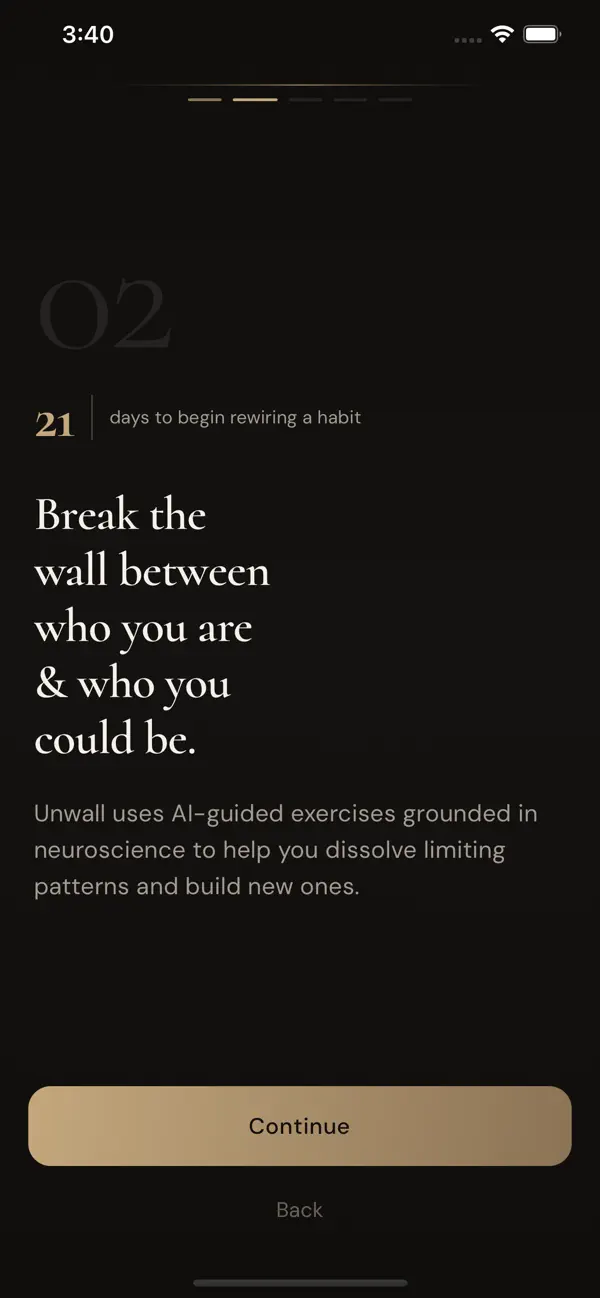 Unwall iOS app screenshot showing feature 2