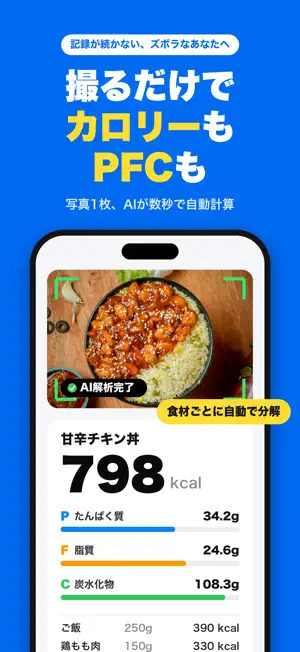 Zubora-写真で食事の栄養・カロリー解析,コンビニ飯提案 screenshot 1