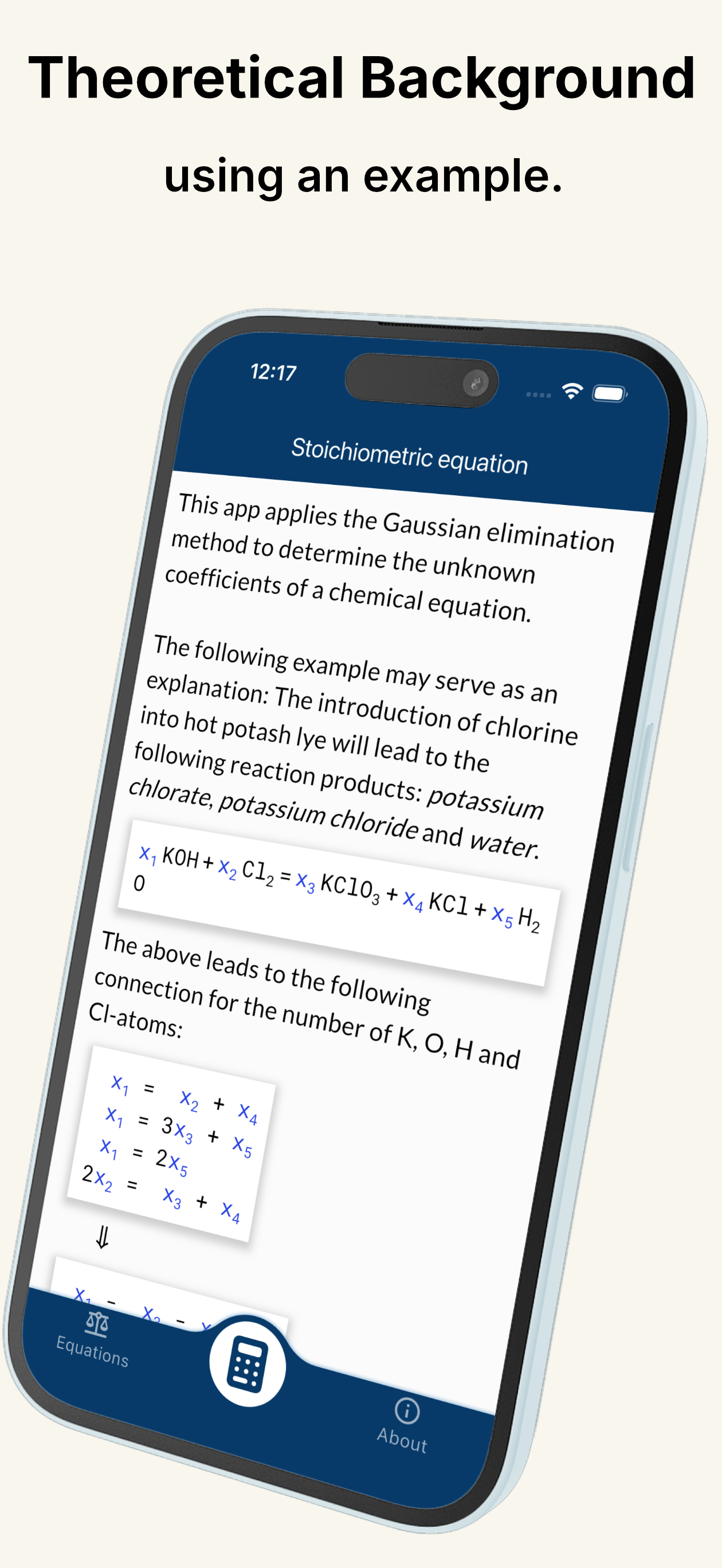 Stoichiometric equations screenshot 2